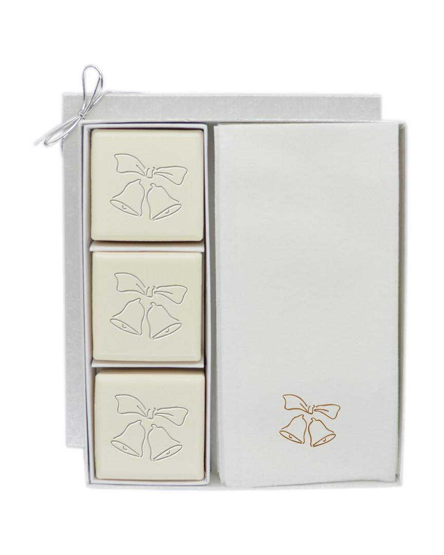 Carved Solutions Bells Motif 3pc Soap Set With 12 Gold Embossed Towels