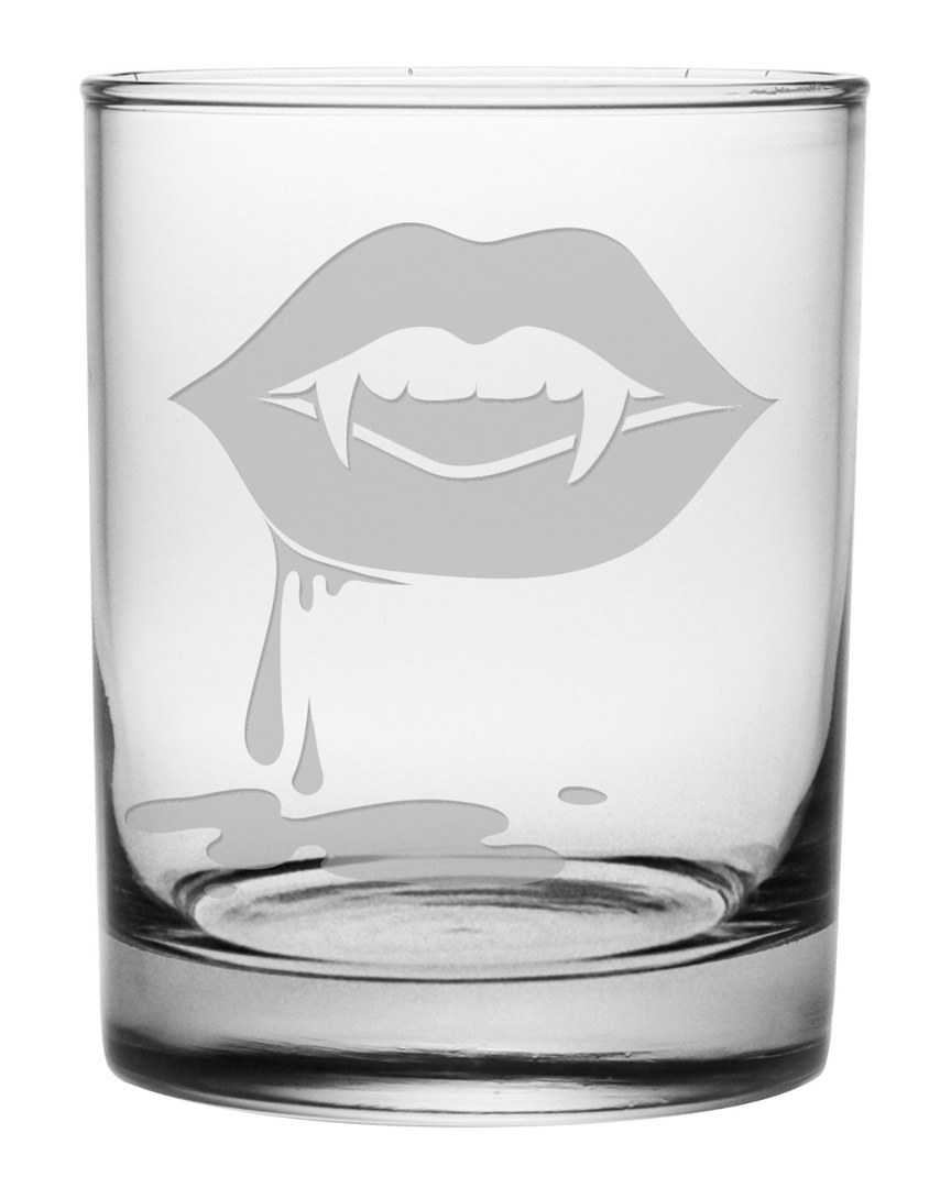 Susquehanna Glass Vampire Lips Set Of Four 14oz Glasses