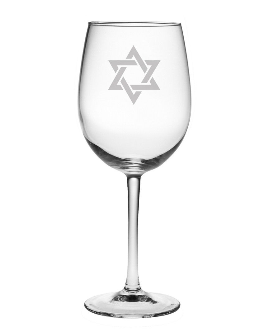 Susquehanna Glass Set Of Four Star Of David 19oz Wine Glasses