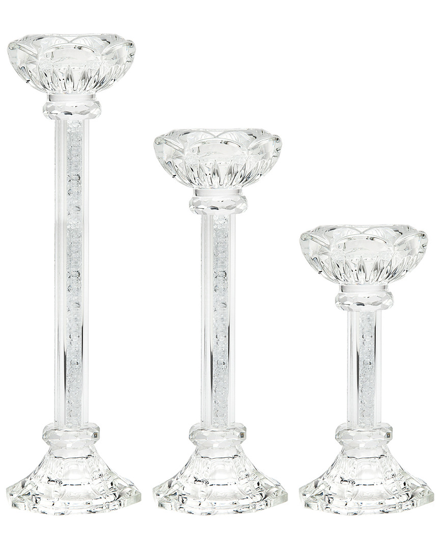 Godinger Dazzle Scallop Candle Holder Set In Clear