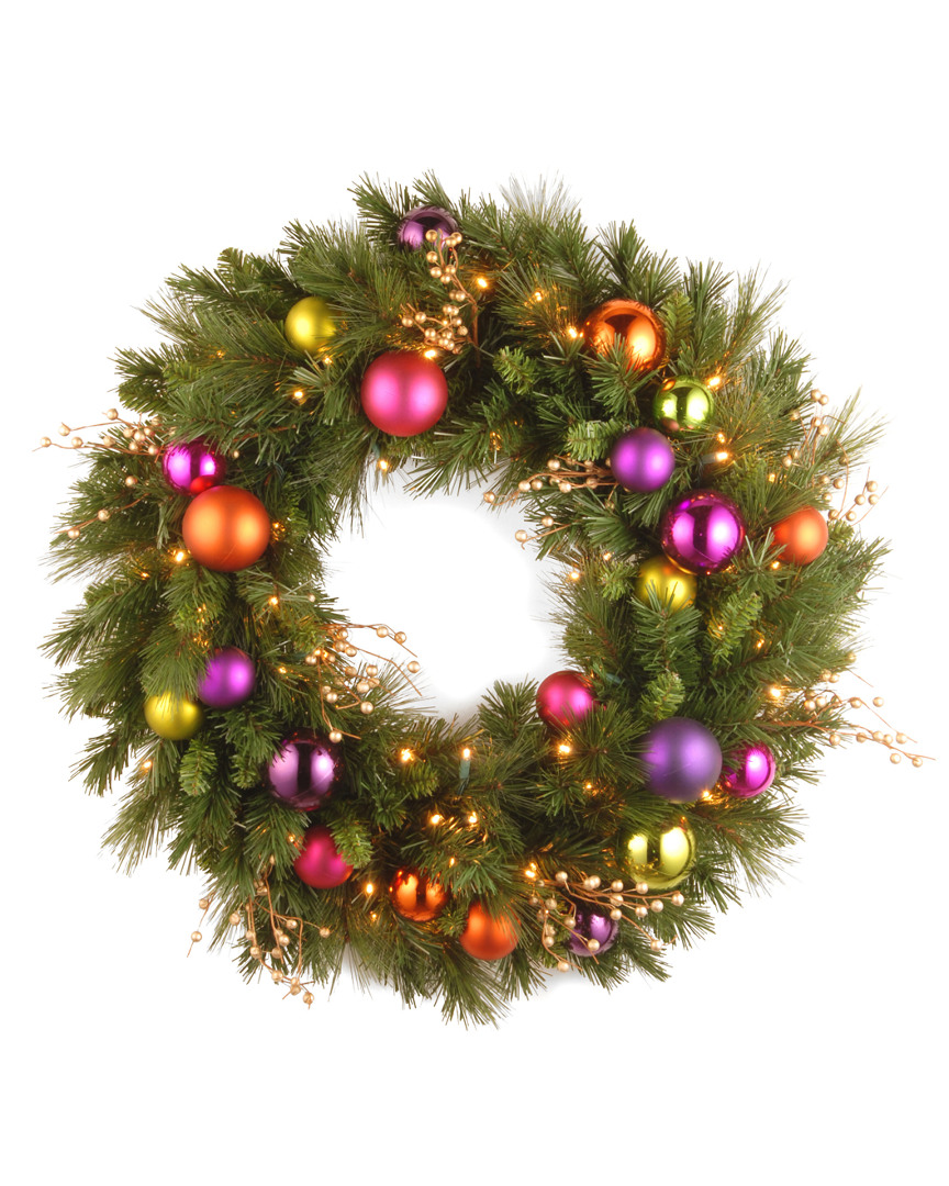 National Tree Company 30in Kaleidoscope Wreath With Battery Operated Warm White Led Lights