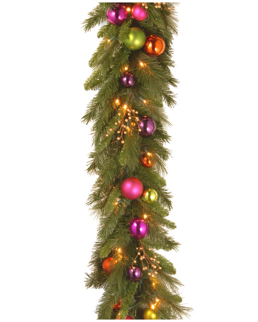 National Tree Company 6ft Kaleidoscope Garland With Battery Operated Warm White Led Lights In Green