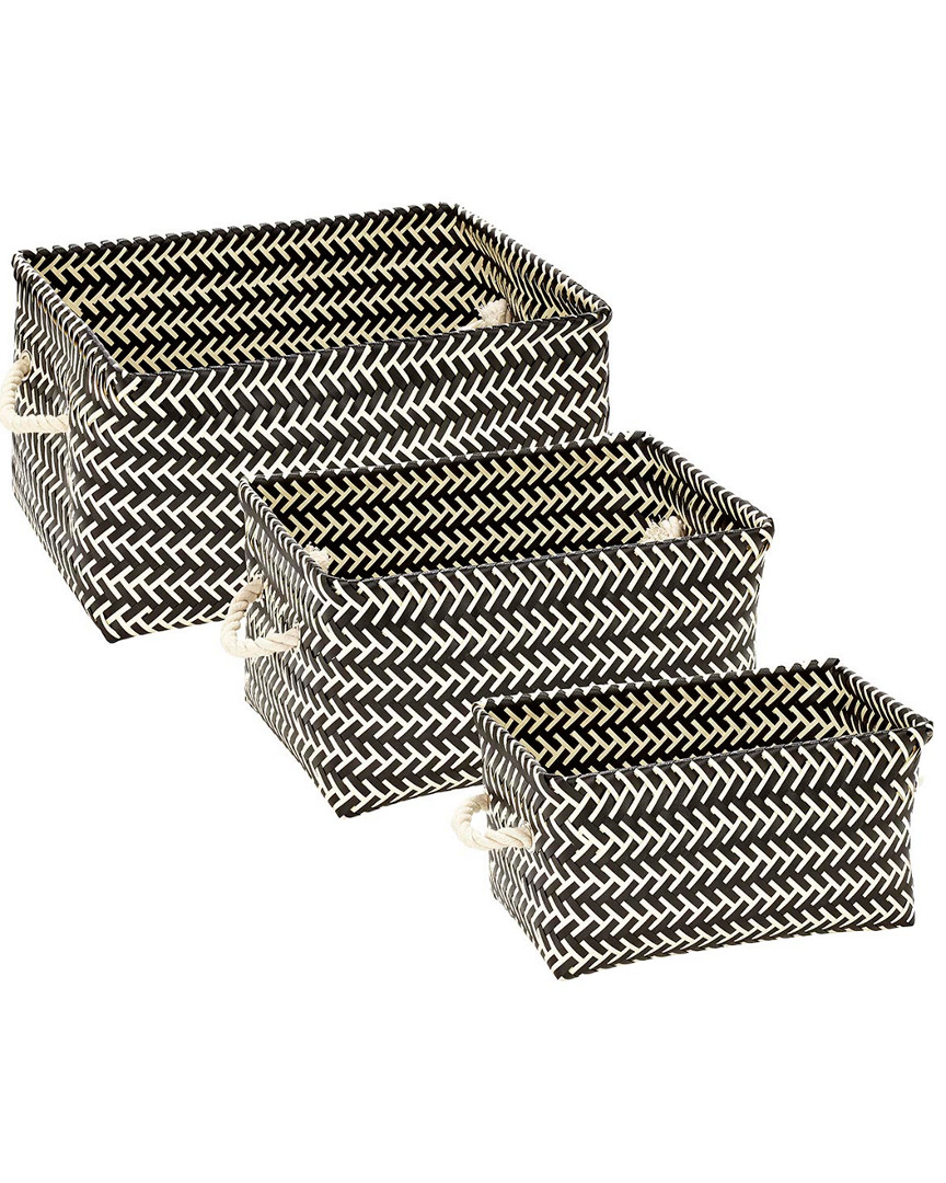 Macbeth 3pc Rectangle Herringbone Strap Tote Set In Black