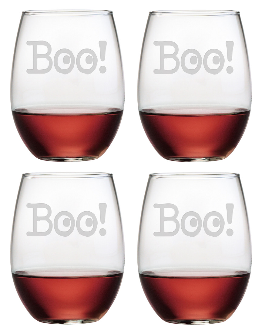 Susquehanna Set Of 4 Boo Stemless Wine Glasses