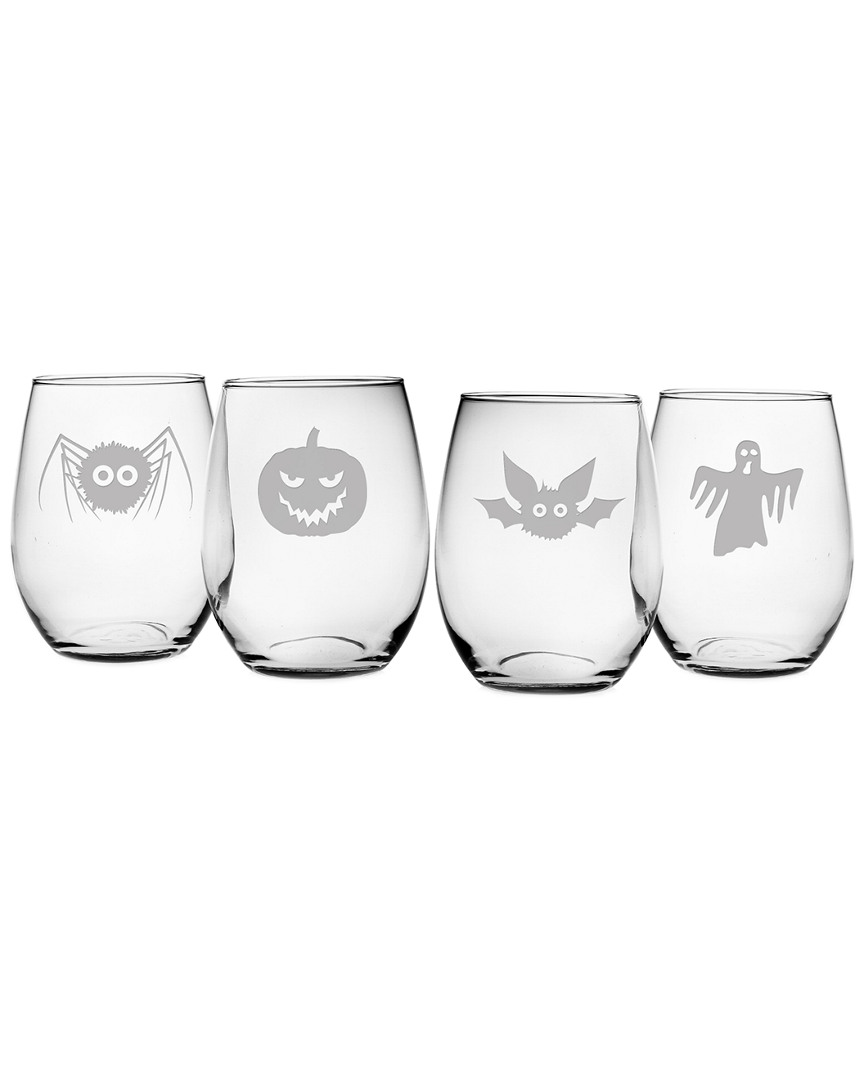 Susquehanna Set Of 4 Scary Creatures Assortment Stemless Wine Glasses