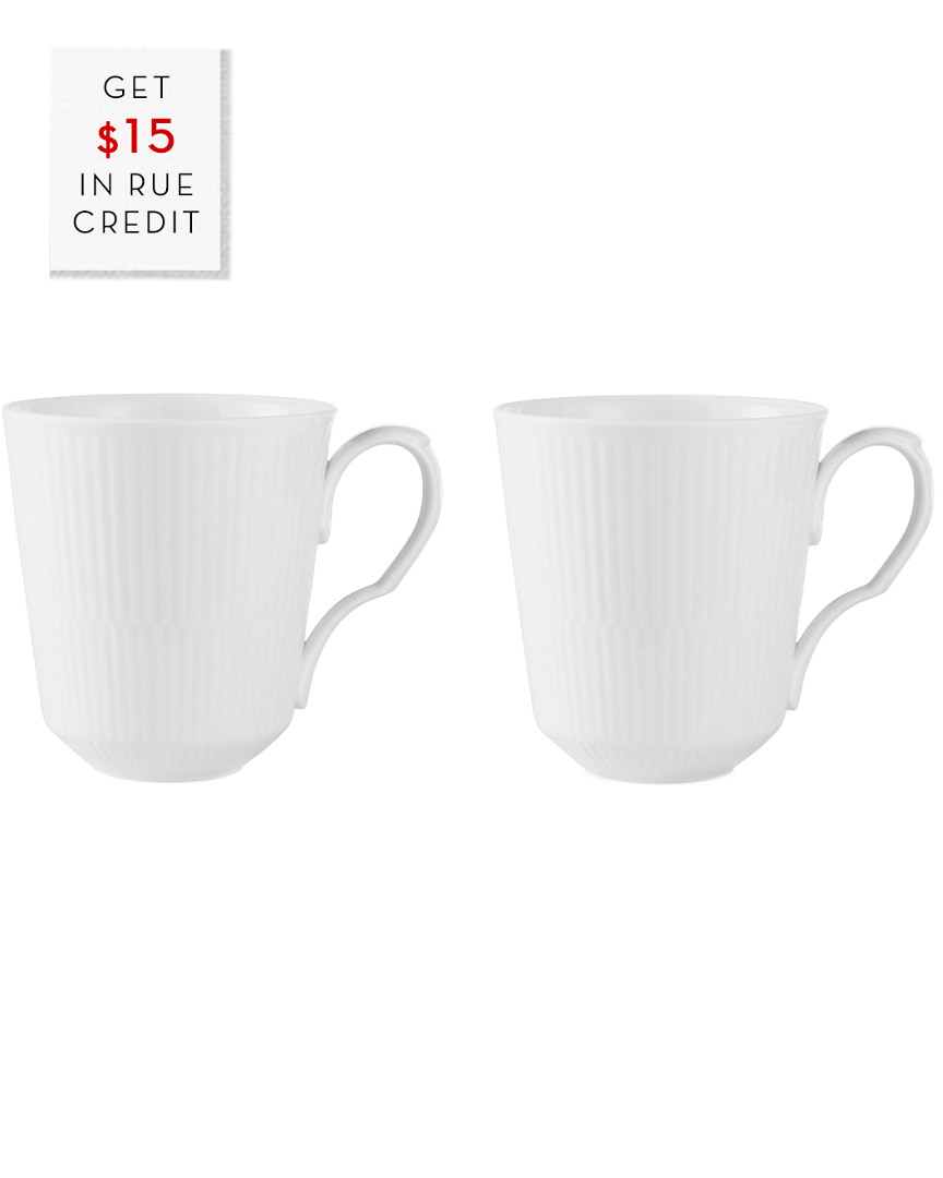Royal Copenhagen Set Of 2 Fluted 12.25oz Mugs With $15 Credit