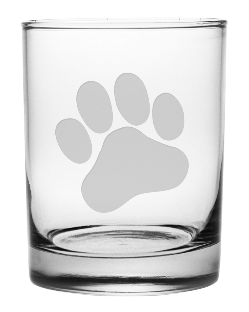 Susquehanna Glass Dog Paw Set Of Four 14oz Double Rocks Glasses