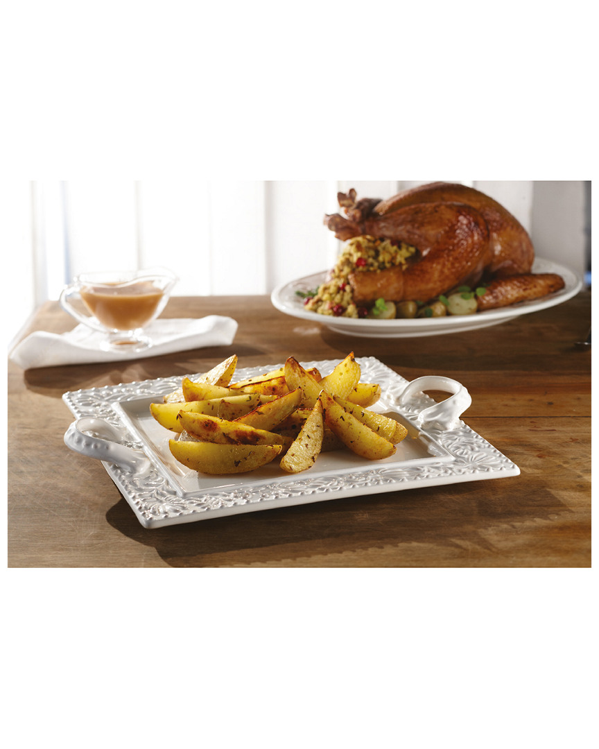 American Atelier Bianca Leaf 15.25in Square Platter