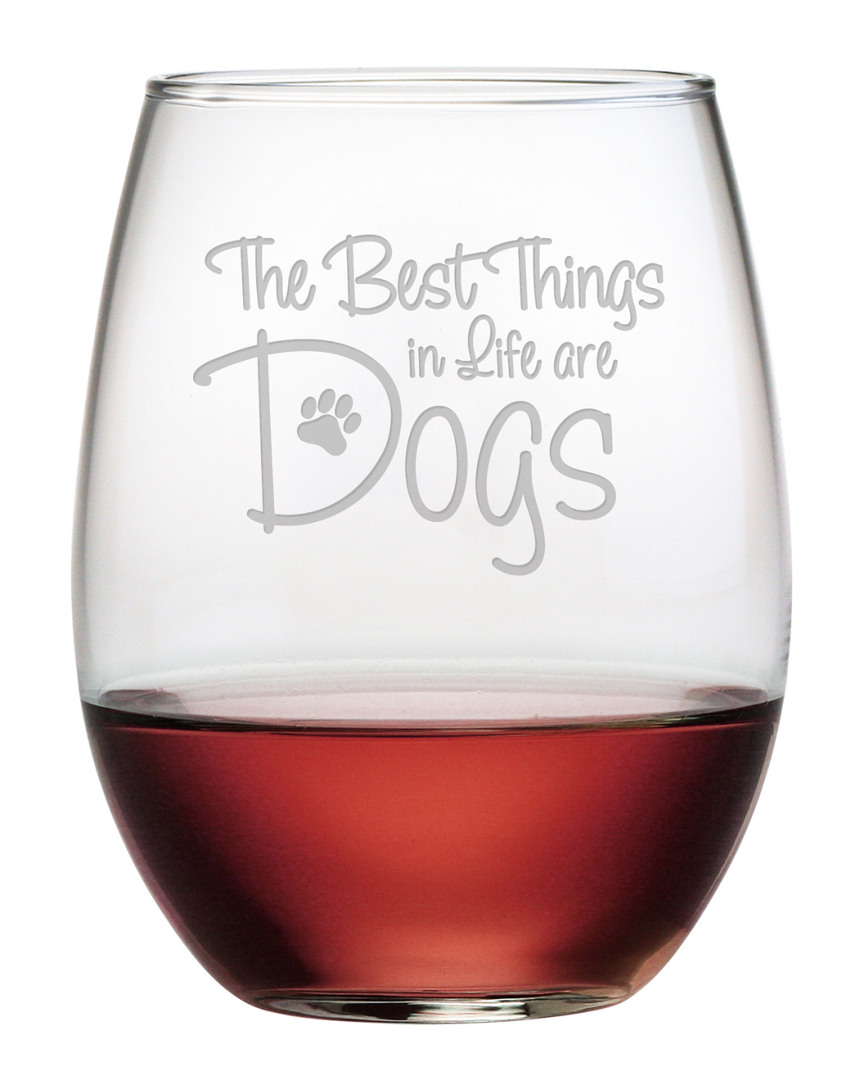 Susquehanna Glass Best Things In Life Are Dogs 21oz Stemless Wine Glasses