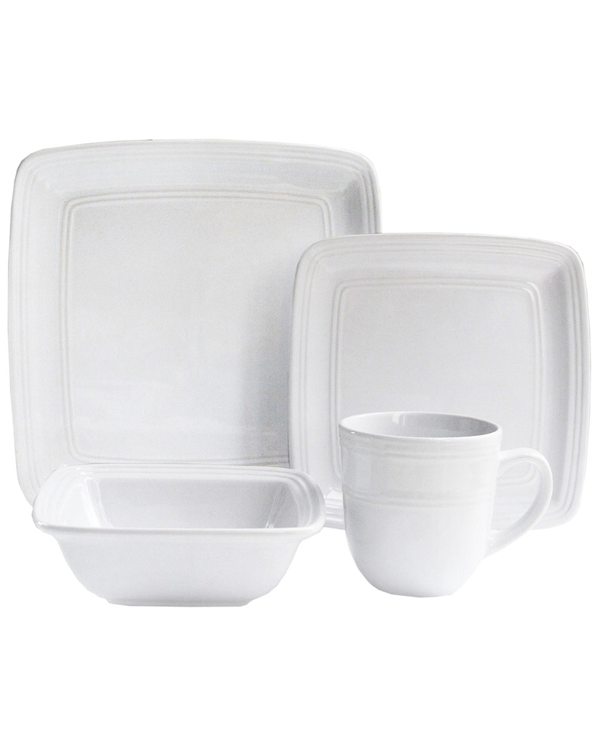 Jay Imports Madelyn White Square 16pc Dinnerware Set