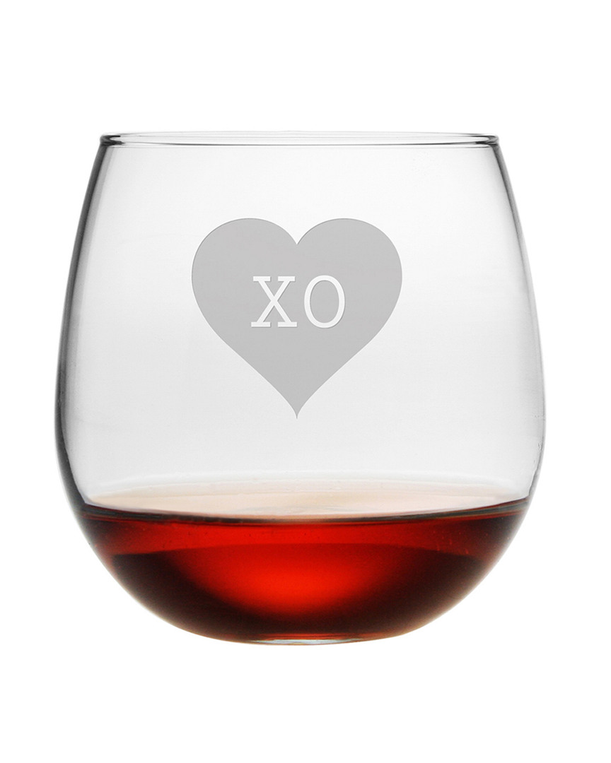 Susquehanna Glass Xo Set Of Four 16.75oz Stemless Wine Glasses