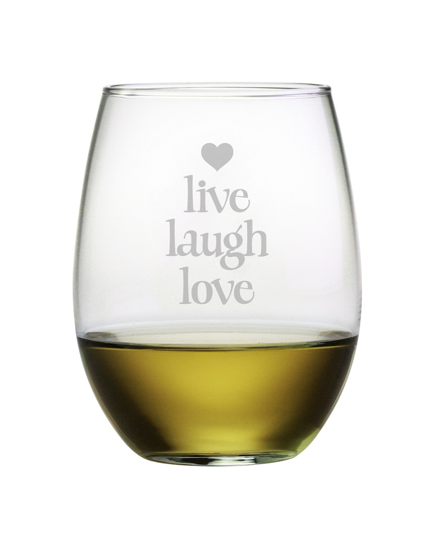 Susquehanna Glass Live Laugh Love Set Of Four 21oz Stemless Wine