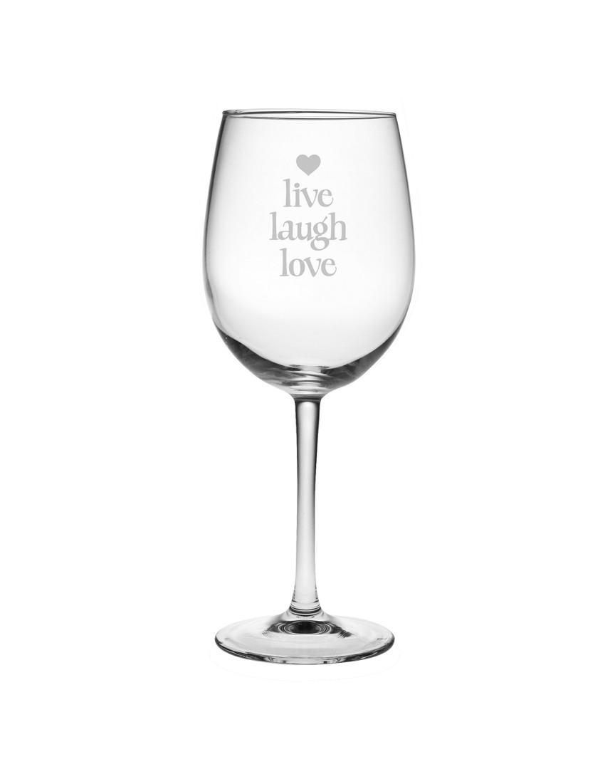 Susquehanna Glass Live Laugh Love Set Of Four 19oz Wine Glasses