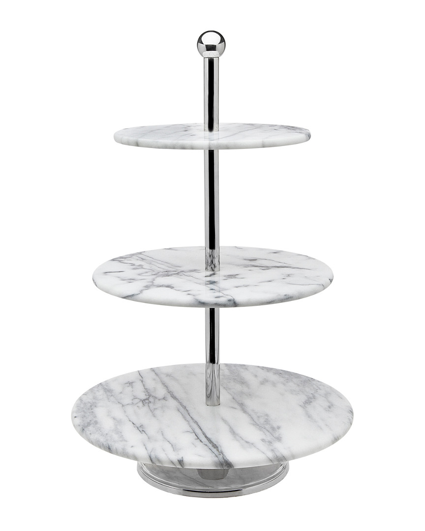 Godinger Arian Marble 3 Tier Server In White