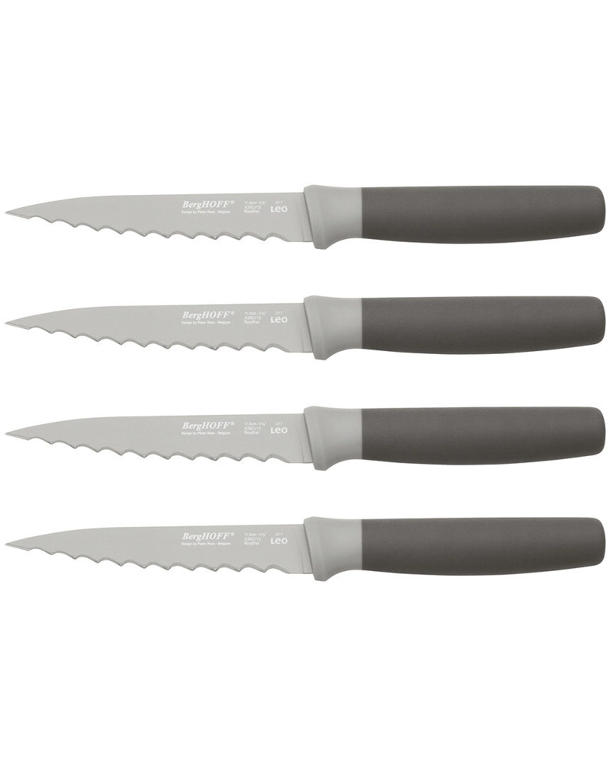Berghoff Leo 4pc 4.5" Stainless Steel Steak Knives, Set Of 4, Gray