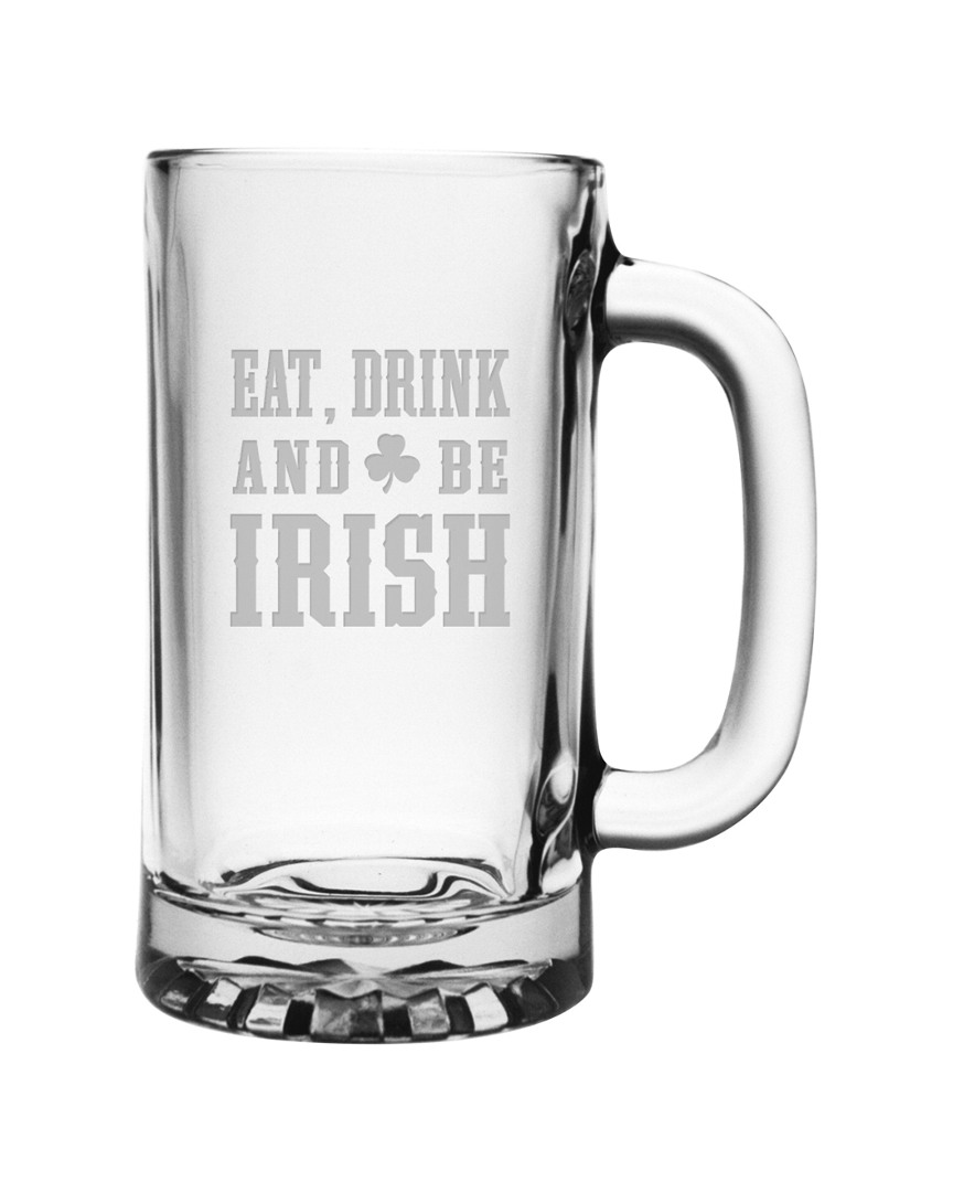 Susquehanna Glass Eat Drink Be Irish Set Of 4 16oz Pub Beer Mugs