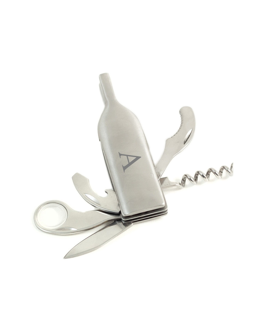 Bey-berk Monogrammed Bottle Shaped Stainless Steel Corkscrew, (a-z)