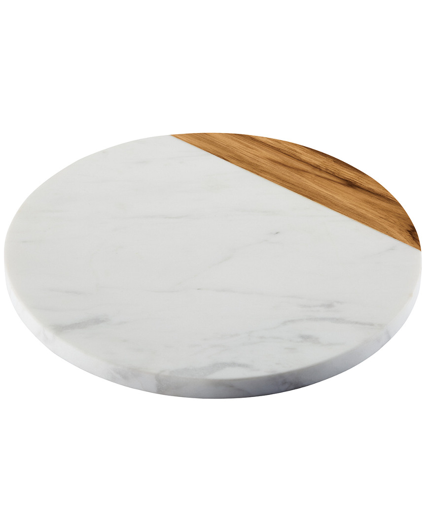 Anolon Pantryware White Marble & Teak Wood Salt Vault