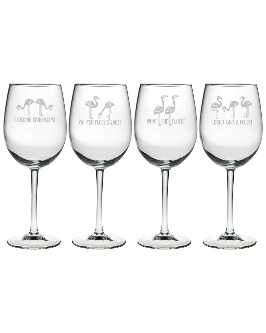Susquehanna Glass Set Of 4 Flocking Ridiculous Assortment Wine Glass