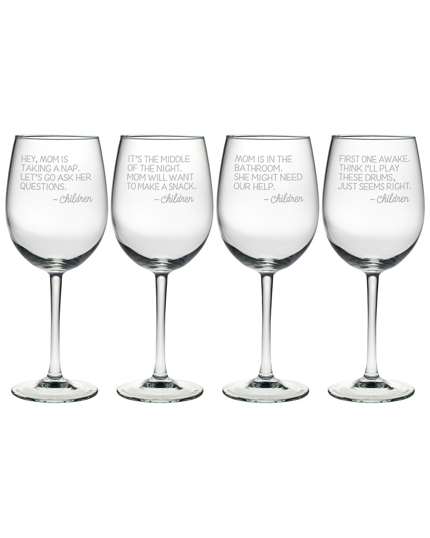 Susquehanna Glass Set Of 4 Go Ask Mom Assortment Wine Glass