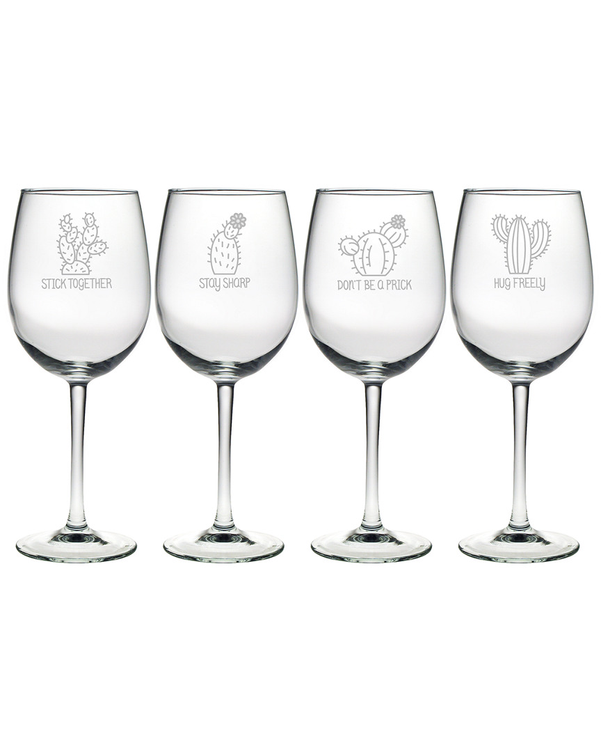 Susquehanna Glass Set Of 4 Advice From A Cactus Assortment Wine Glass