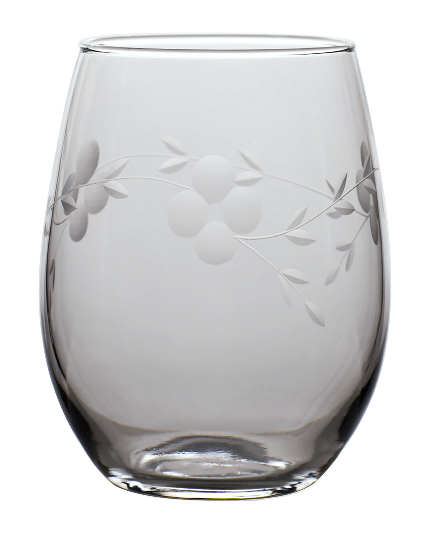 Susquehanna Glass Set Of 4 Alice Hand-cut Stemless Wine
