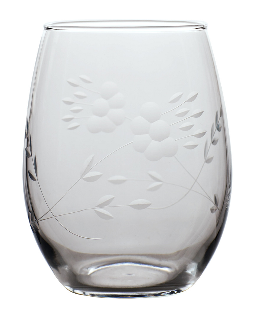 Susquehanna Glass Set Of 4 Bethany Hand-cut Stemless Wine