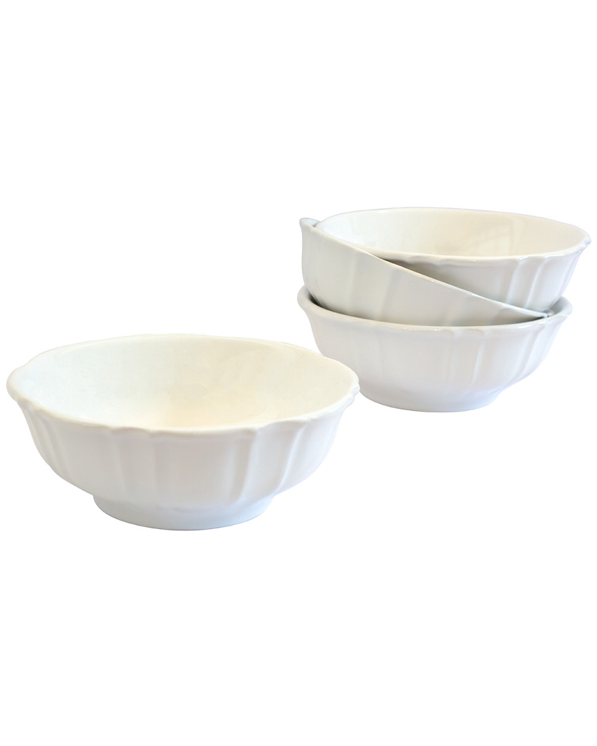 Euro Ceramica Chloe White 4pc Cereal Bowl Set