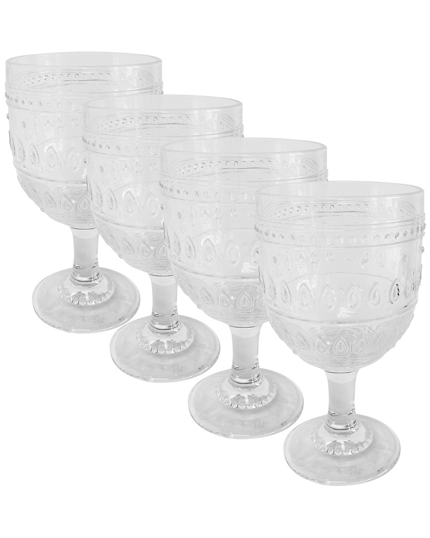 Euro Ceramica Fez Glassware 4pc 12oz Wine Glass Set In Clear