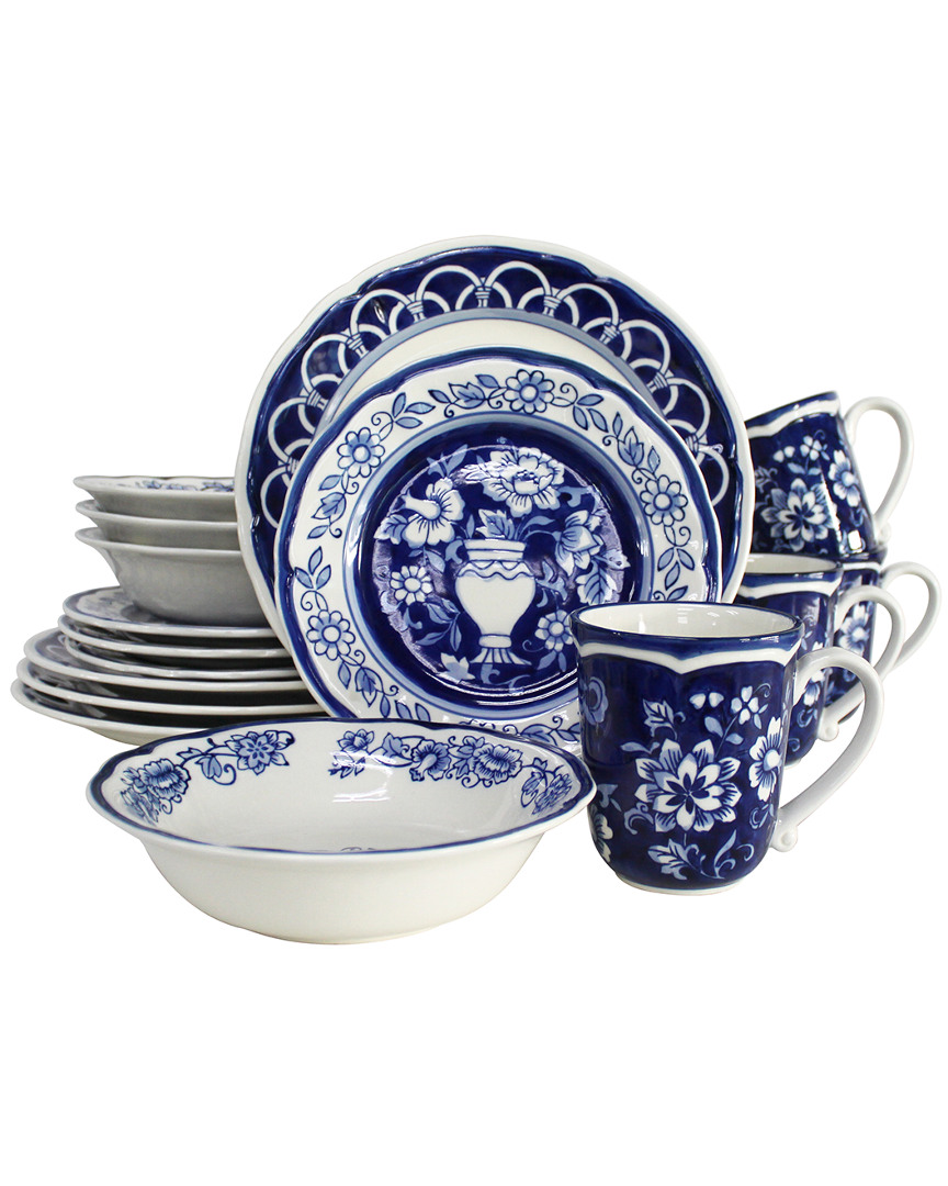 Shop Euro Ceramica Blue Garden 16 Piece Hand-painted Dinnerware Set