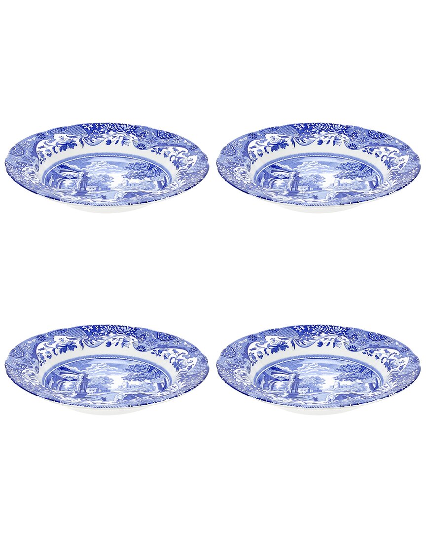 SPODE SPODE SET OF 4 BLUE ITALIAN SOUP PLATES