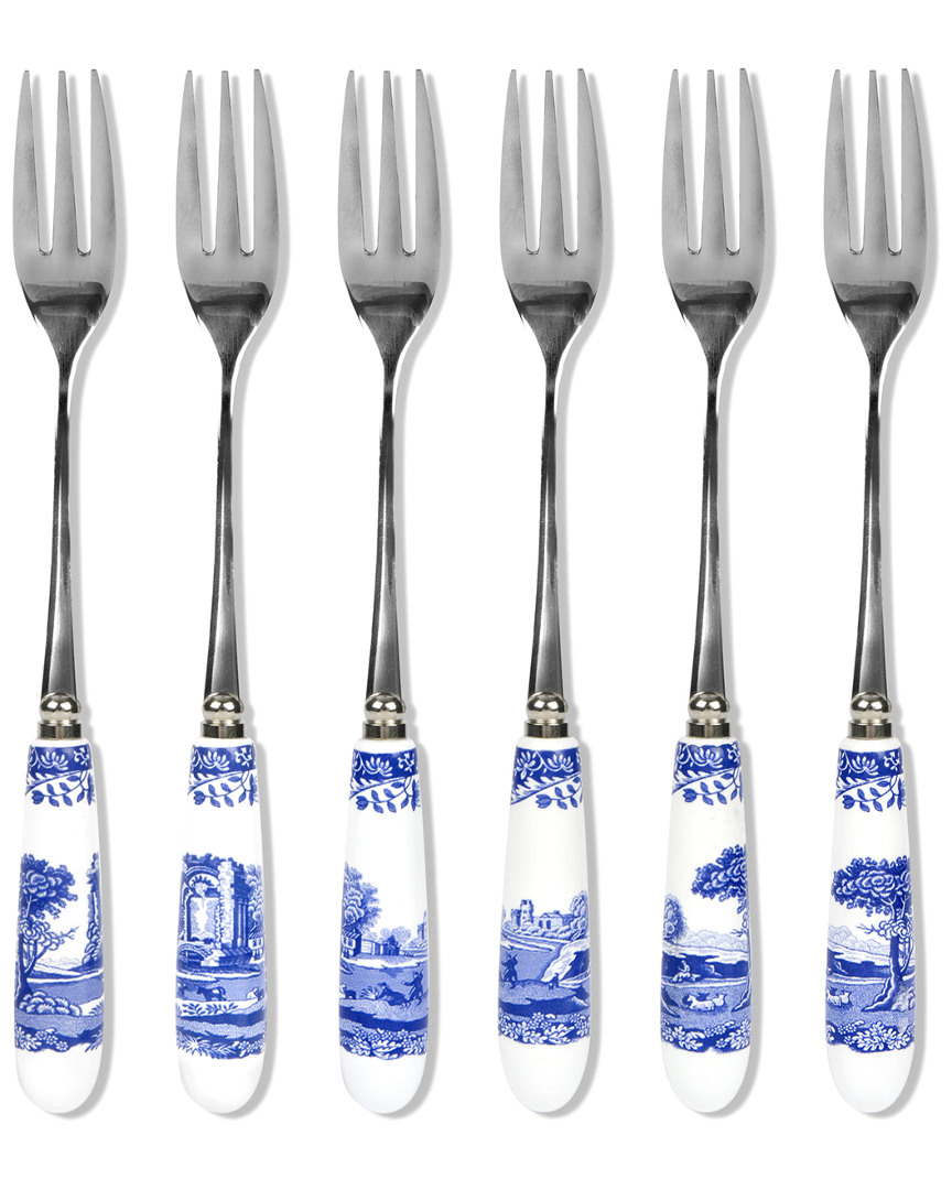 Shop Spode Set Of 6 Blue Italian Pastry Forks