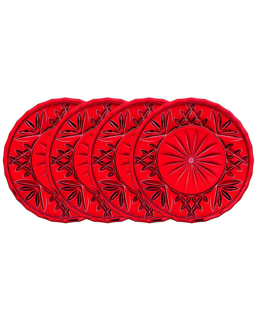 Shop Godinger Set Of 4 Dublin Crystal Coasters In Red