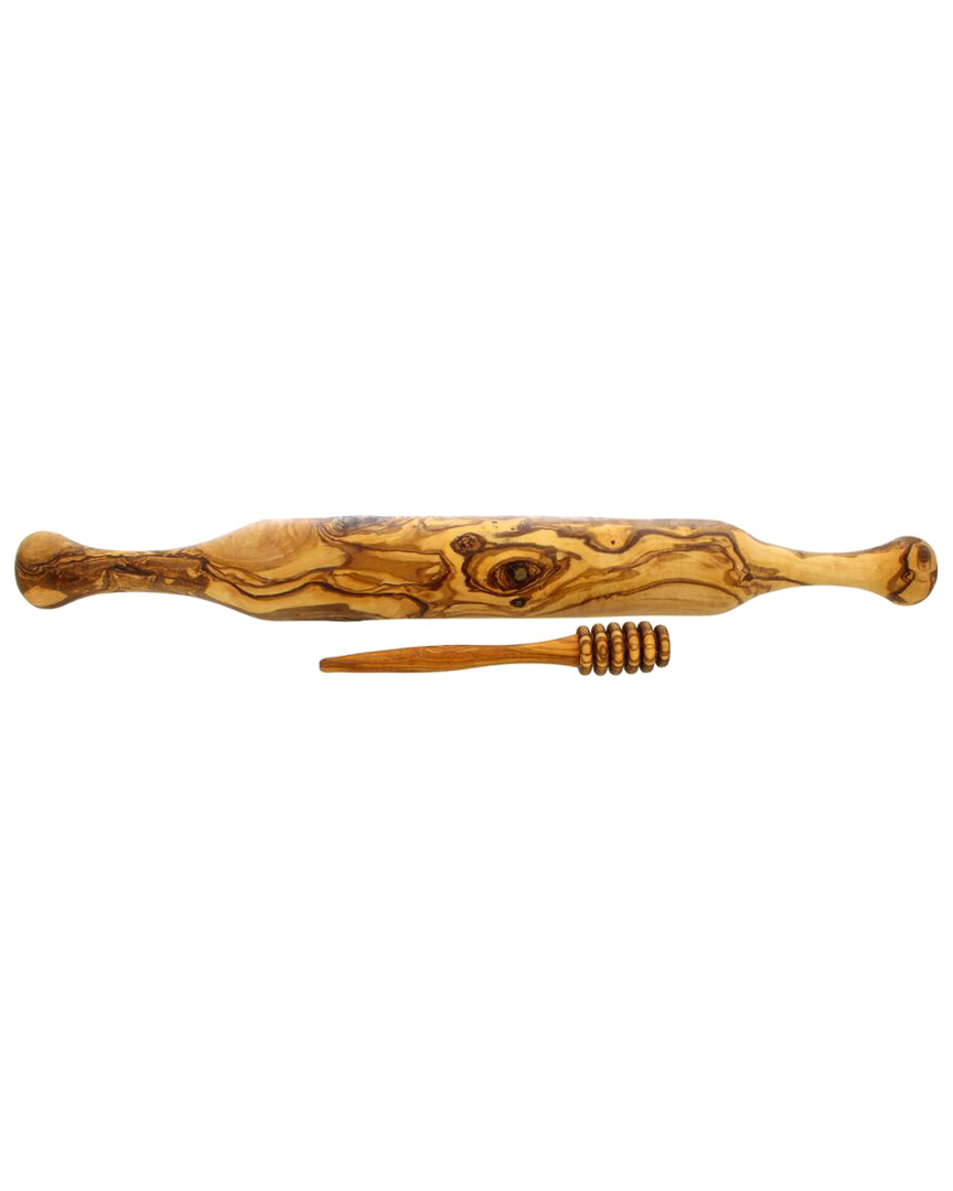 Shop French Home Olive Wood Rolling Pin And Honey Dripper