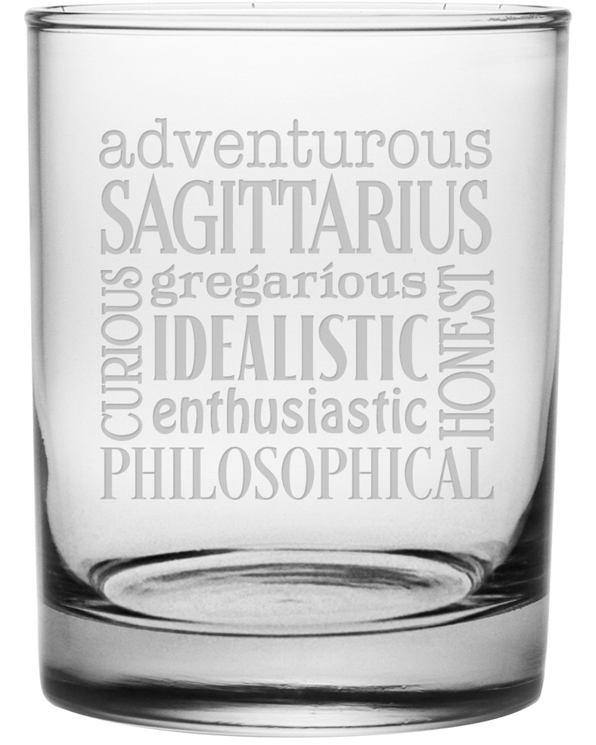 Susquehanna Glass Set Of 4 Sagittarius Words 14oz Rocks Glasses