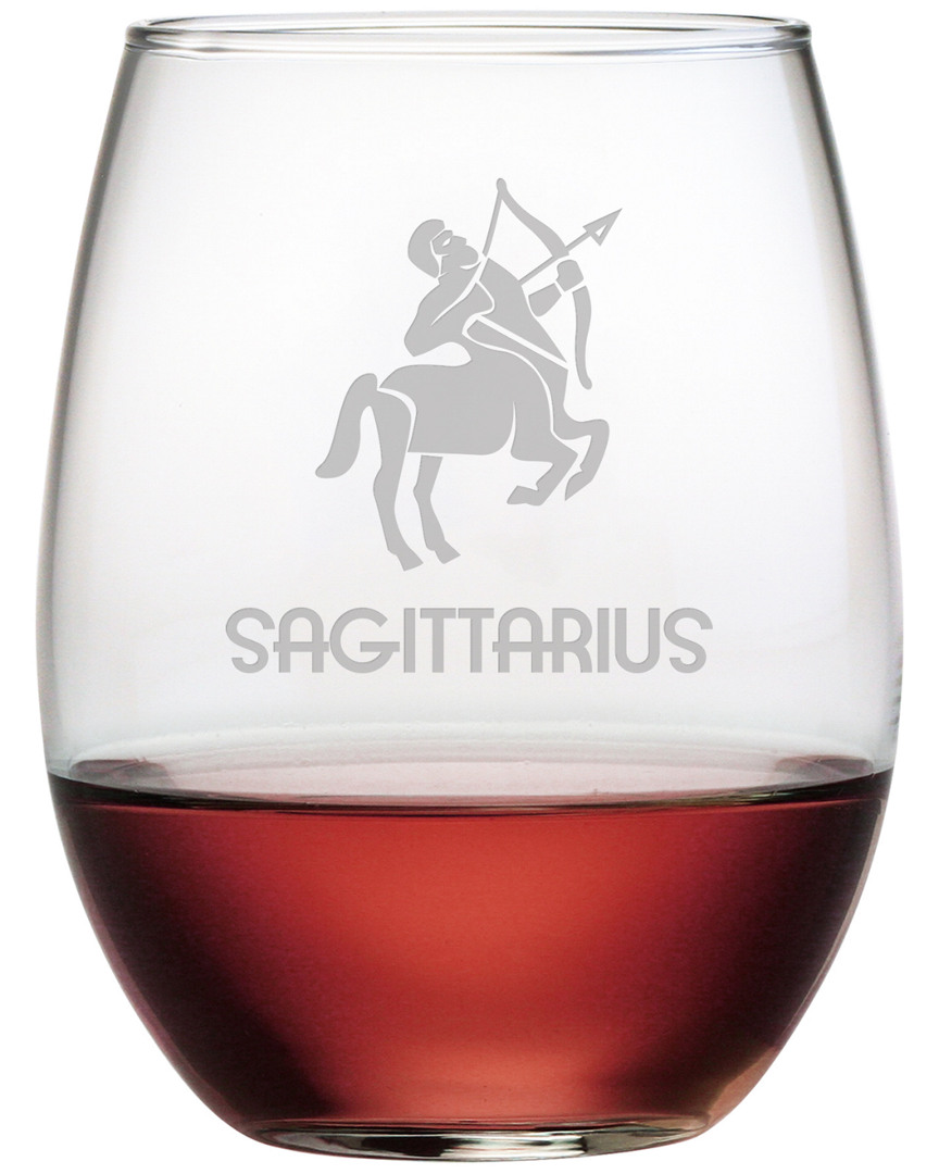 Susquehanna Glass Set Of Four Sagittarius 21oz Stemless Glasses