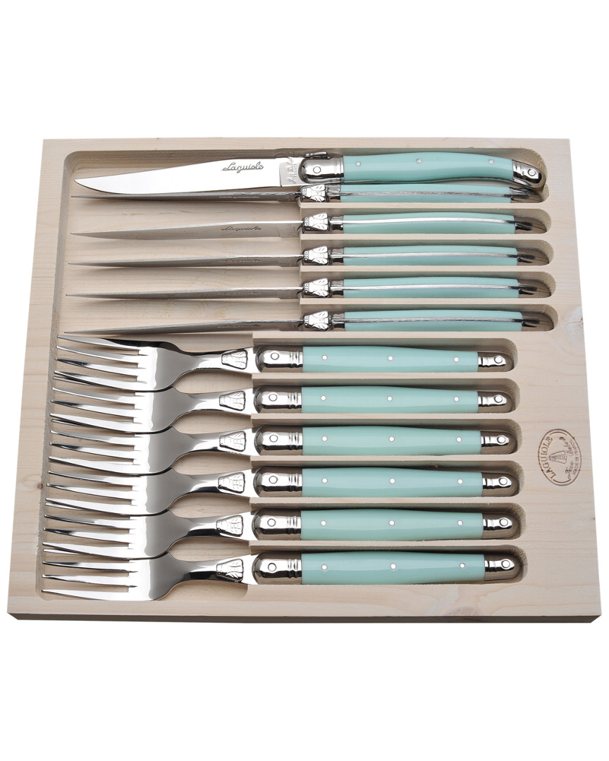 Jean Dubost Laguiole 12pc Flatware Set In Turquoise