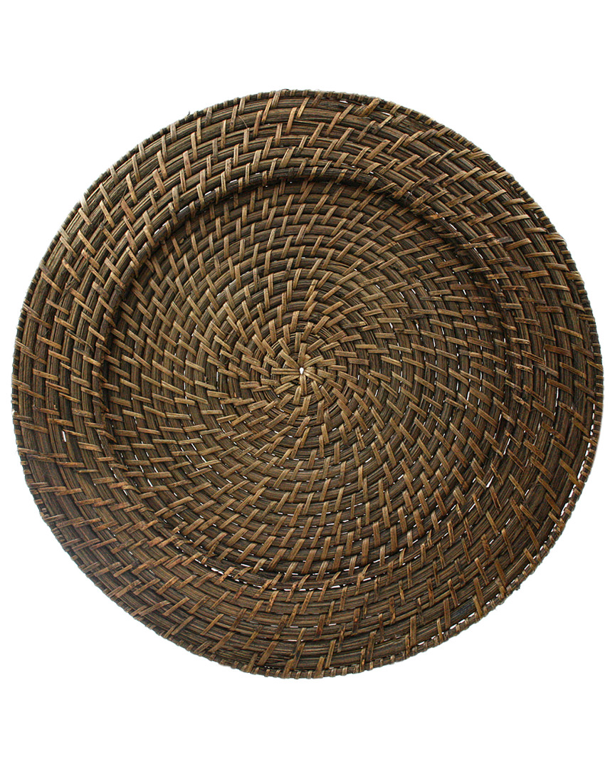 Jay Imports Set Of 4 Brown Rattan Round Chargers In Multicolor