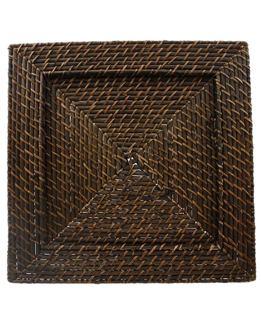 Jay Imports Set Of Four Square Brown Rattan Chargers In Multicolor