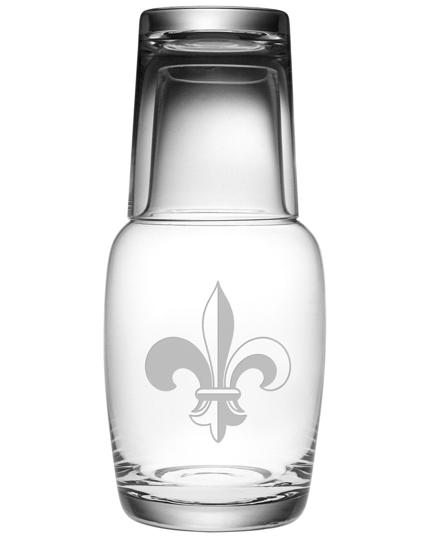 Susquehanna Glass 32oz Fleur De Lis Night Bottle Set
