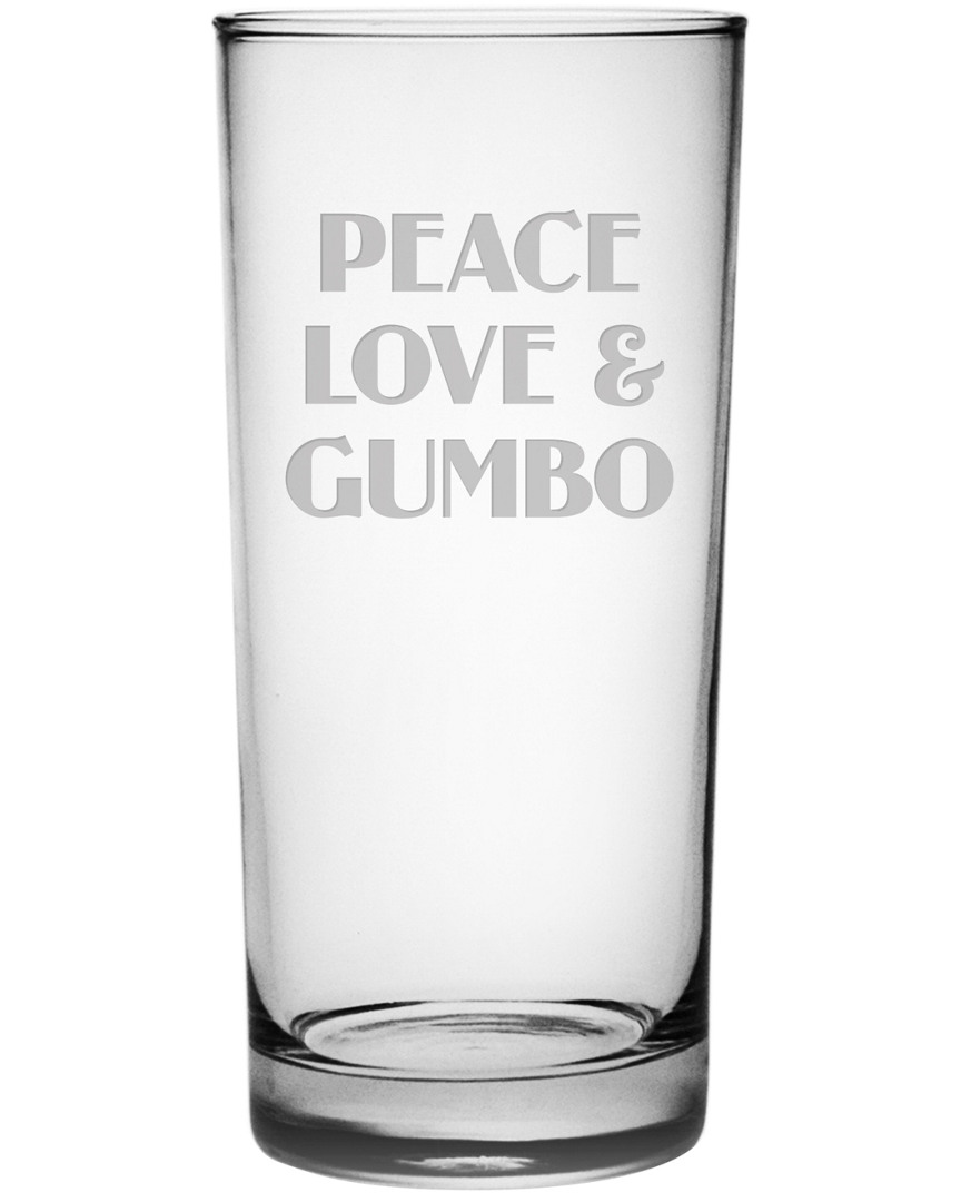 Susquehanna Set Of Four 15oz Peace Love & Gumbo Highball Glasses
