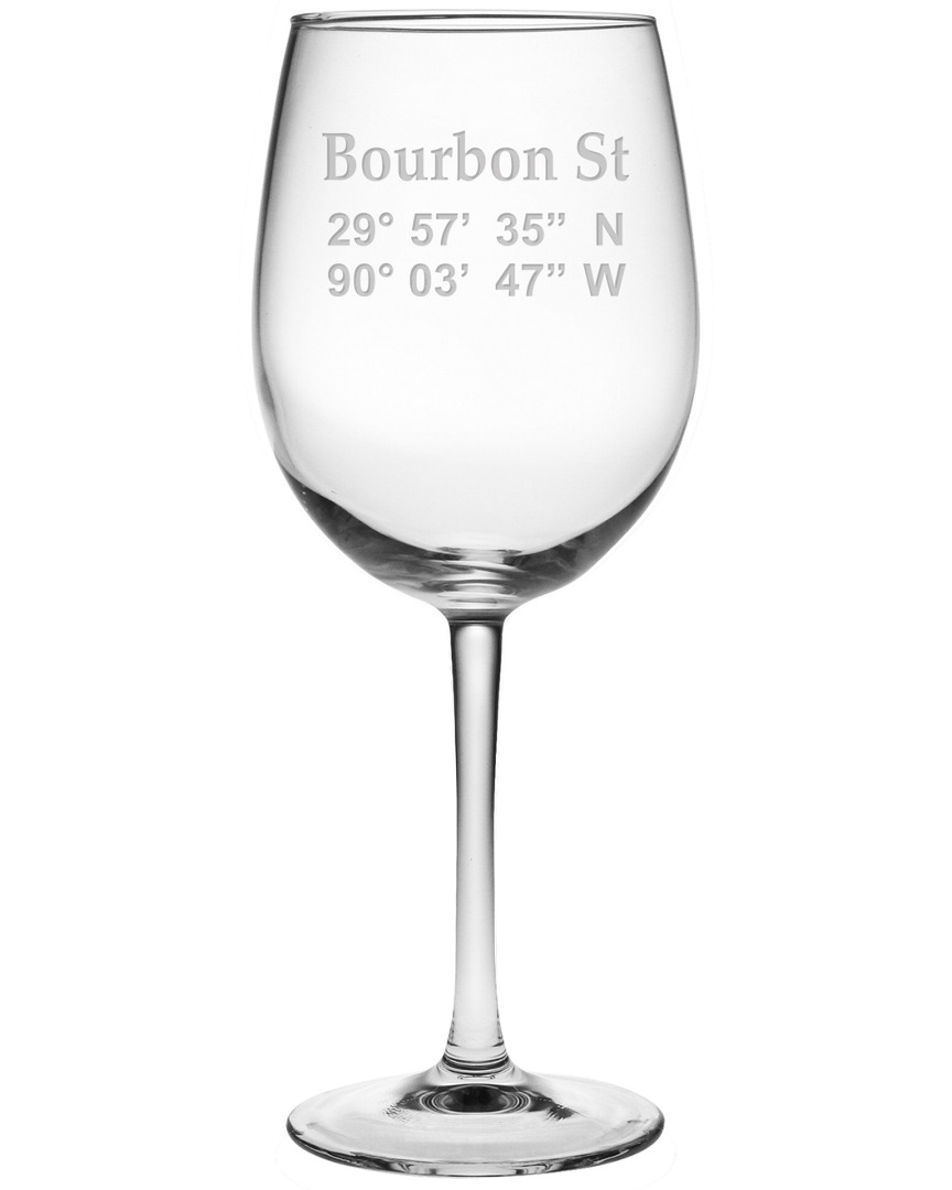 Susquehanna Set Of Four 19oz Bourbon Street Lat-long All Purpose Wine Glasses