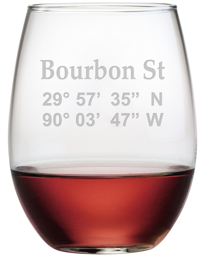 Susquehanna Set Of Four 21oz Bourbon Street Lat-long Stemless Wine Glasses