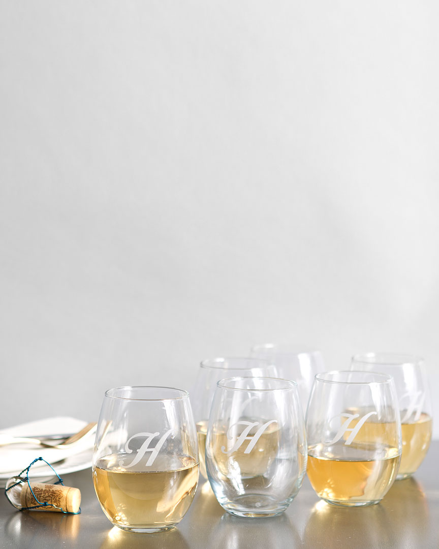 Susquehanna Glass Monogrammed Set Of 8 Stemless Wine Glasses, (a-z)