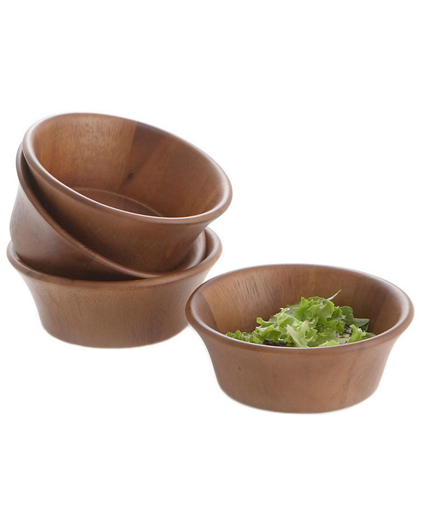 Woodard & Charles Set Of 4 Individual Acacia Salad Bowls