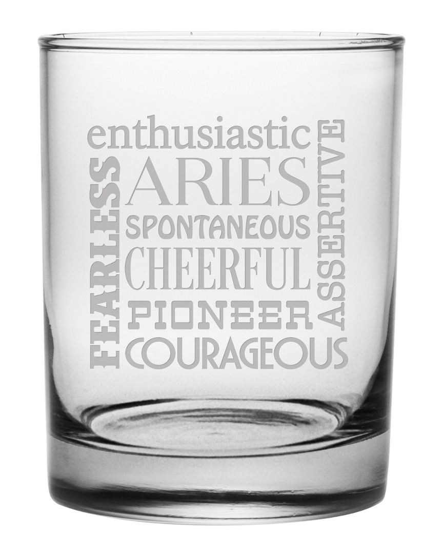 Susquehanna Set Of Four 14oz Aries Words Rocks Glasses