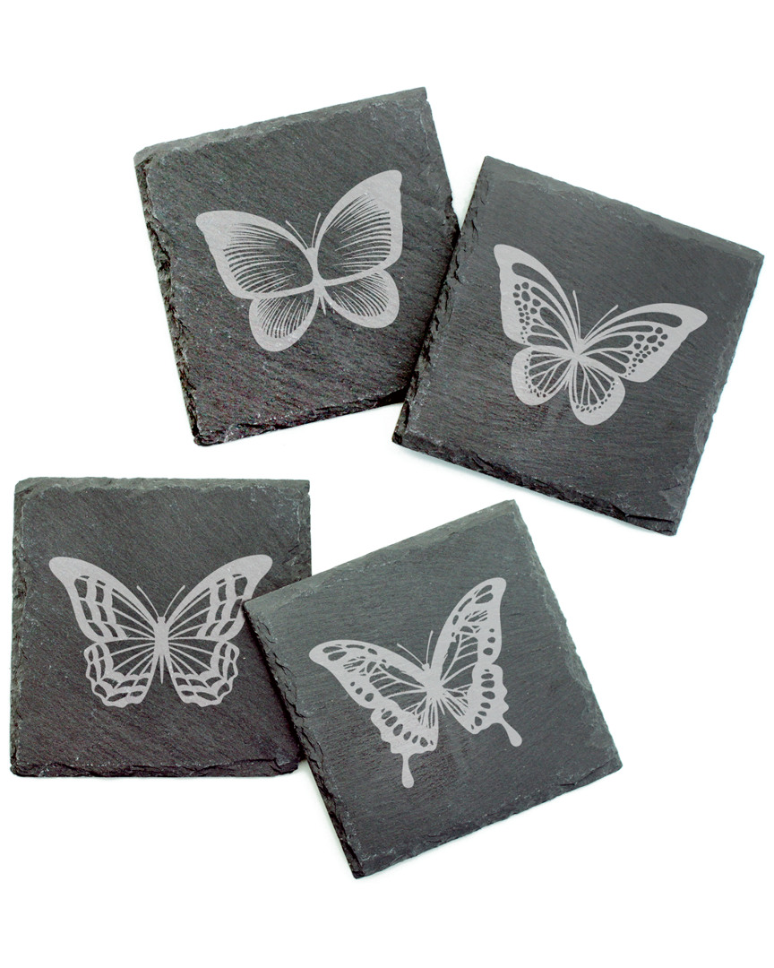Susquehanna Set Of Four Butterfly Assortment Slate Coasters