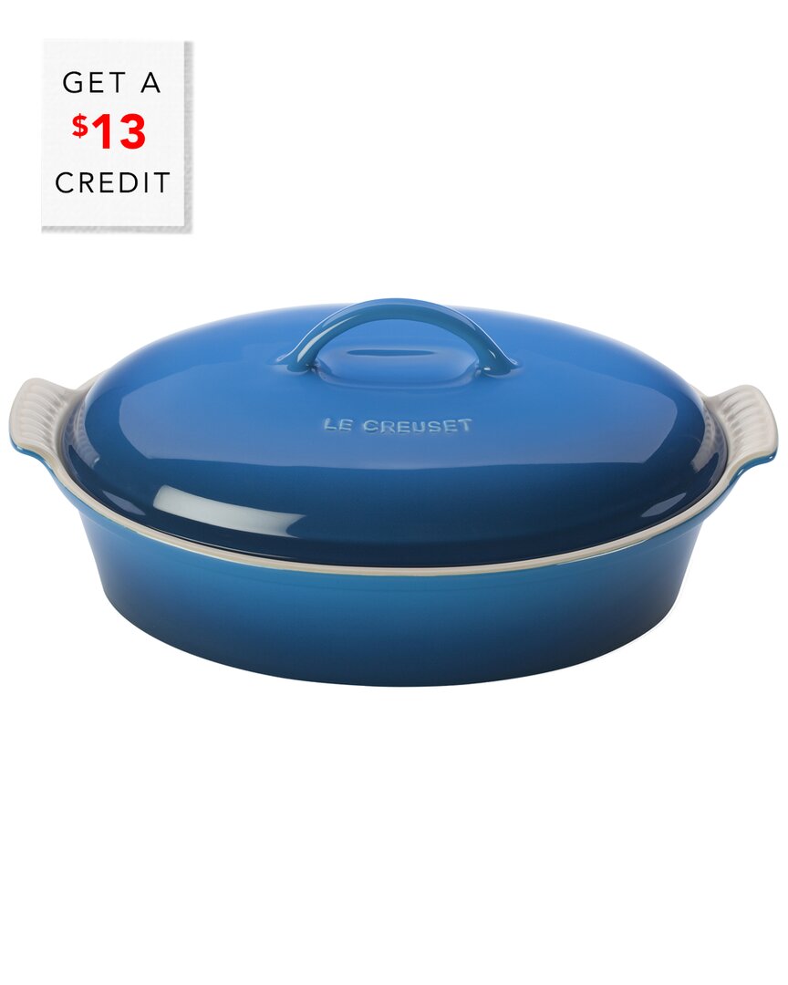 LE CREUSET 4QT HERITAGE COVERED OVAL CASSEROLE WITH $13 CREDIT