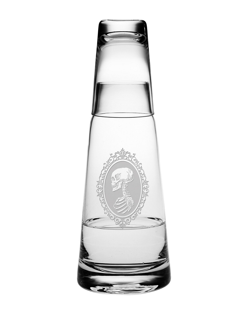 Susquehanna Glass Company Skull Cameo Cone Night Bottle Set