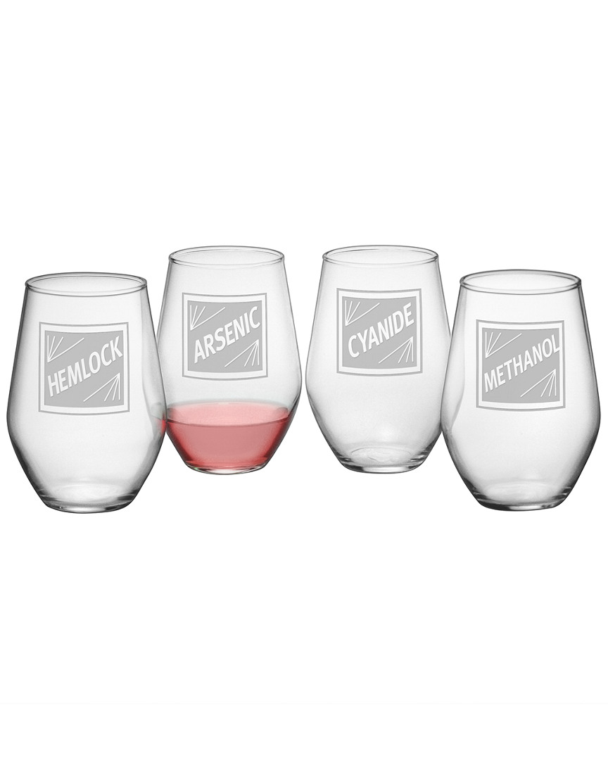 Susquehanna Glass Company Set Of 4 Poisons Assortment Stemless Wine Glasses